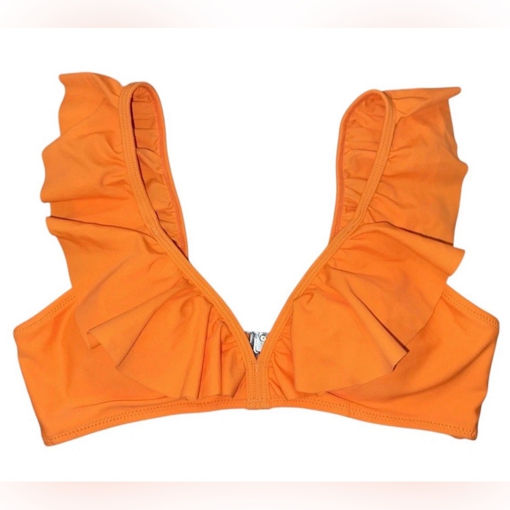 Women’s Orange Ruffle Bikini Top Size Small Swimwear NWOT